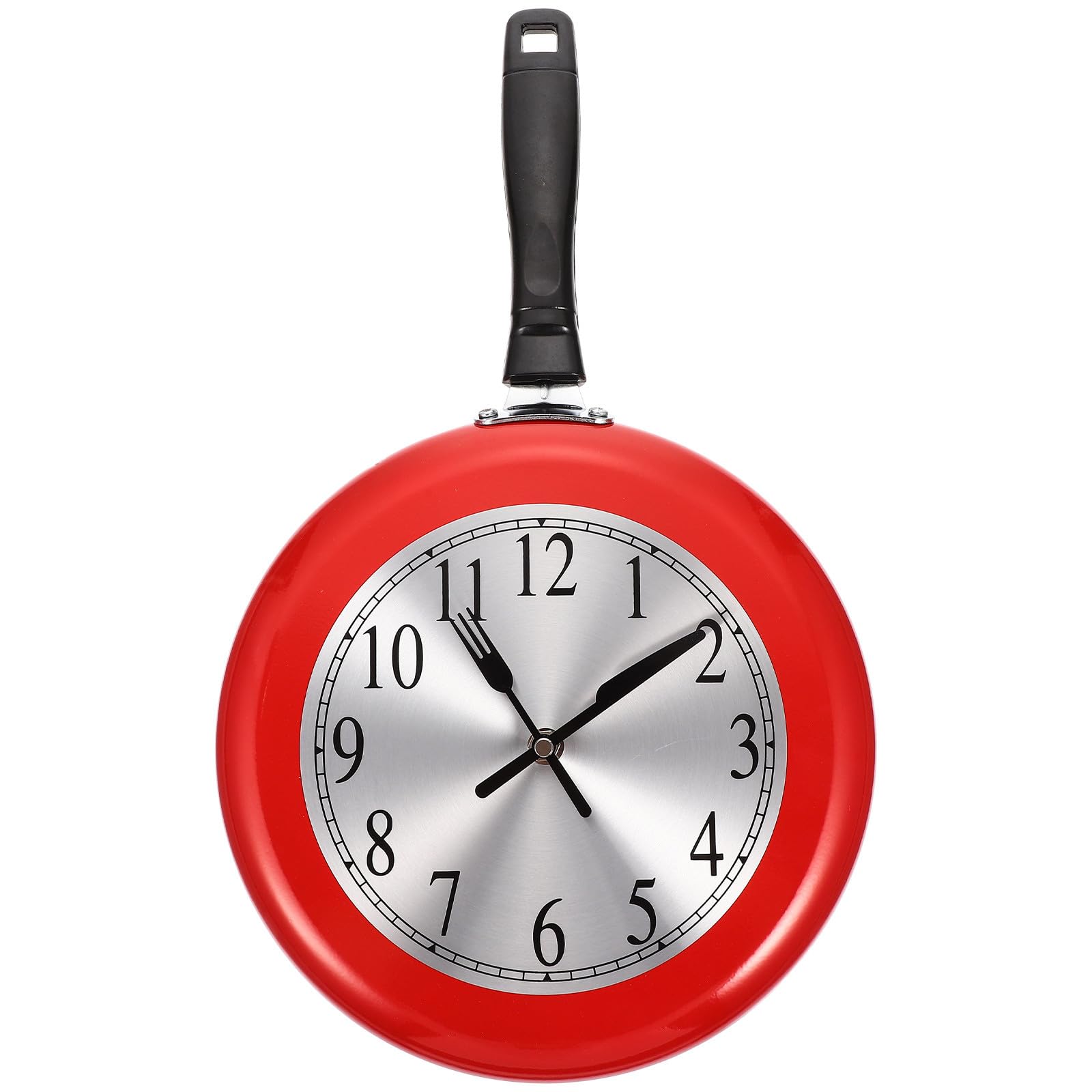 Acciaio Inox Orologio da Parete Silenzioso a Forma di Padella Rosso