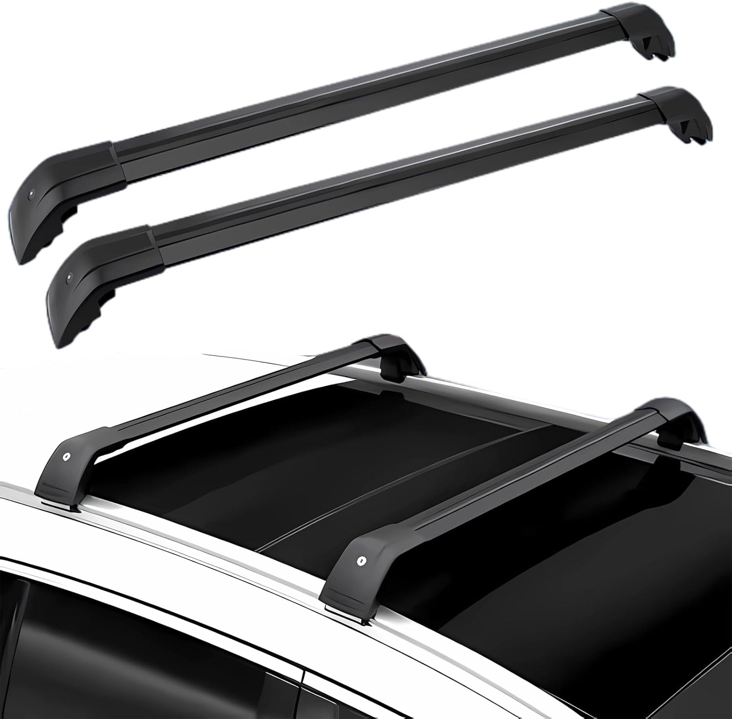 Upgrade Lockable Roof Rail Rack Cross Bars Crossbar Fits for Kia Rondo Carens 2013 2014-2020 2021 2022 (Black)