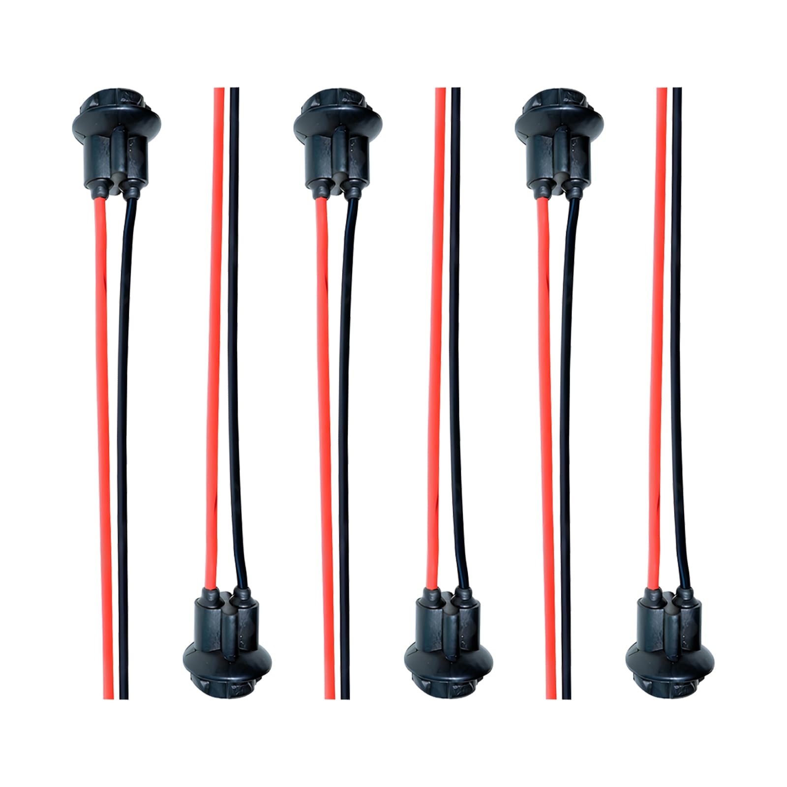 6 PCS Car LED Light Socket, Cable Design, Durable Automotive Lighting Bulb Adapter, Universal 0.98In x 0.78In x 0.39In Vehicle Bulb Holder Plug Accessories for Truck SUV Car (Black)