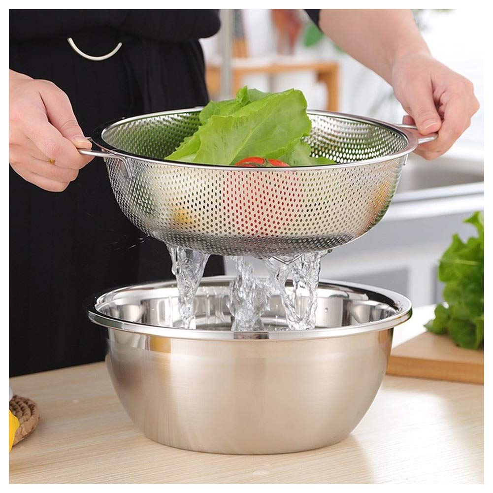 Acero Fino Inoxidable De Malla del Tamiz, Frutas Hortalizas De Drenaje Cesta del Almacenaje, 195 Mm / 225 Mm / 255 Mm / 285 Mm De Cocina Escurrir La Cesta De Arroz Lavado Colador (Color : Diameter 25