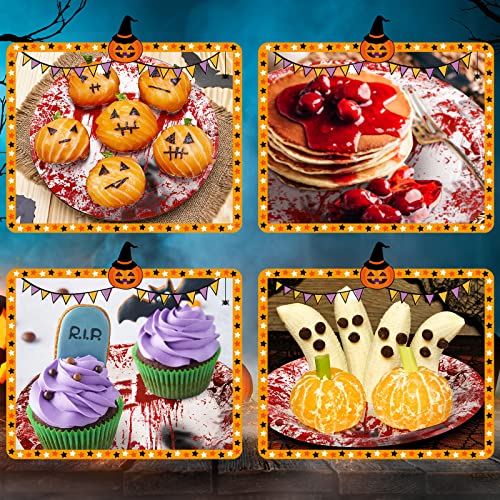 Mimorou 100 Pieces Bloody Round Paper Plates 7 Inches Scary Halloween Plates Horror Birthday Decorations Disposable Handprint Halloween Dessert Paper Plates Halloween Party Themed Table Supplies, Red #TOP1