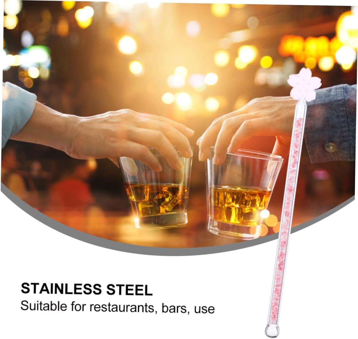 Pink Glass Swizzle Stick Creative round Stirrer for Home Use