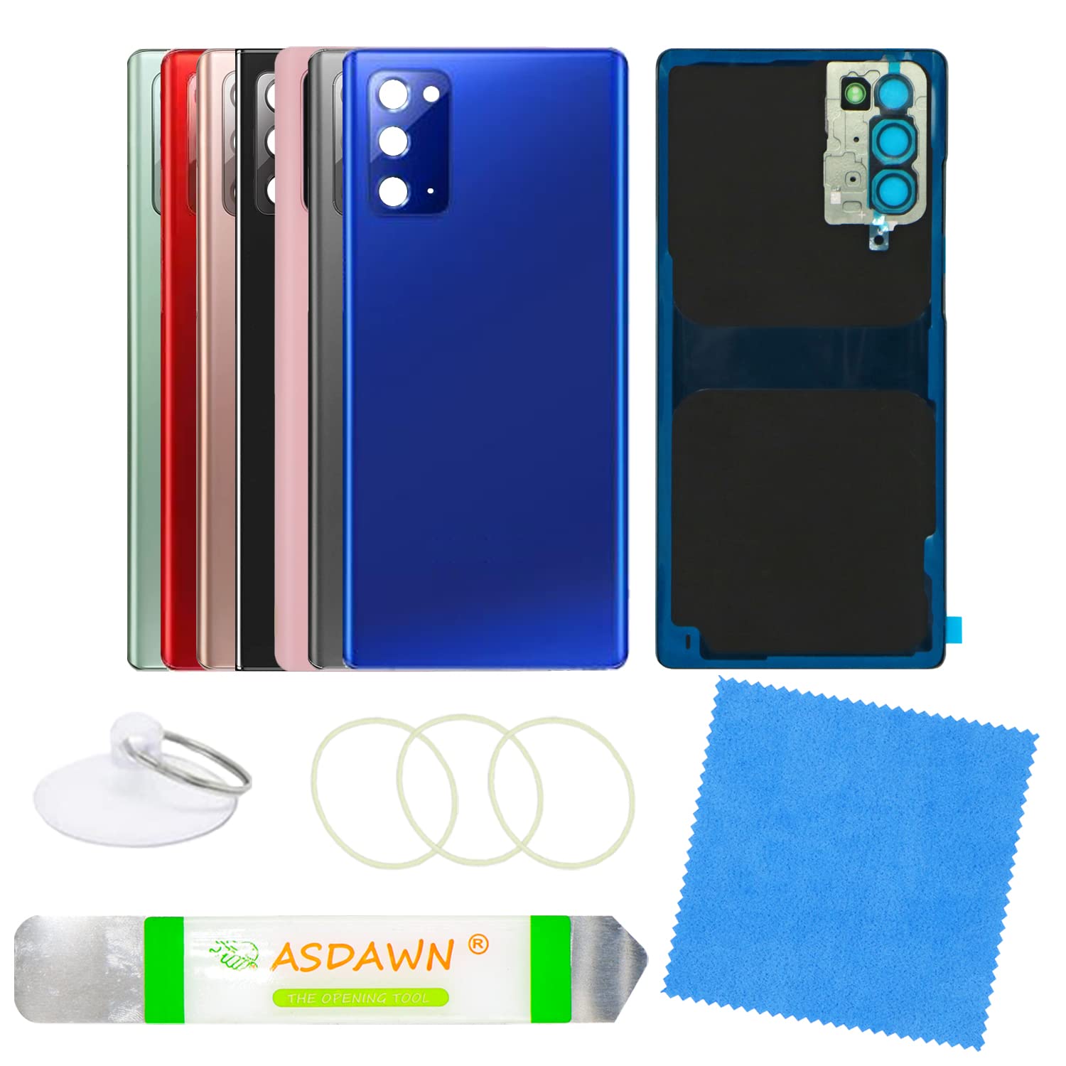 ASDAWN Galaxy Note 20 Replacement Back Glass Cover with Installation Manual +Pre-Installed Camera Lens +All The Adhesive +Tools for Samsung Galaxy