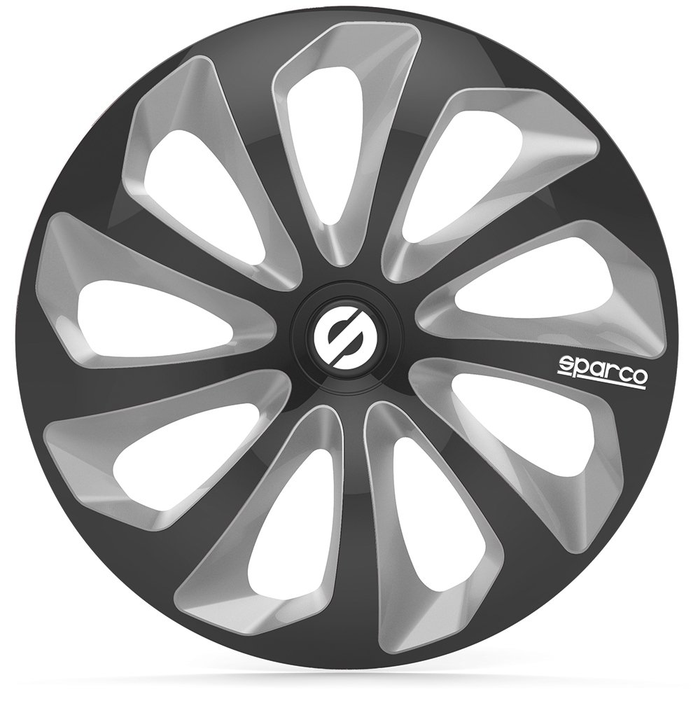 SPARCO SPC1473BKSV Enjoliveur Sicilia, Noir/Argent, Set de 4, 14"