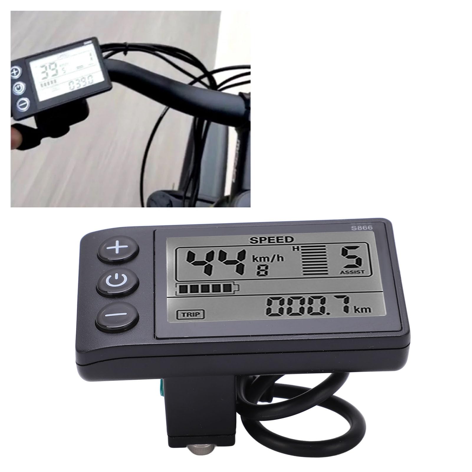 Keenso Bicicletta Elettrica S866 Display LCD Meter 24V 36V 48V Pannello di Controllo con Spina Impermeabile
