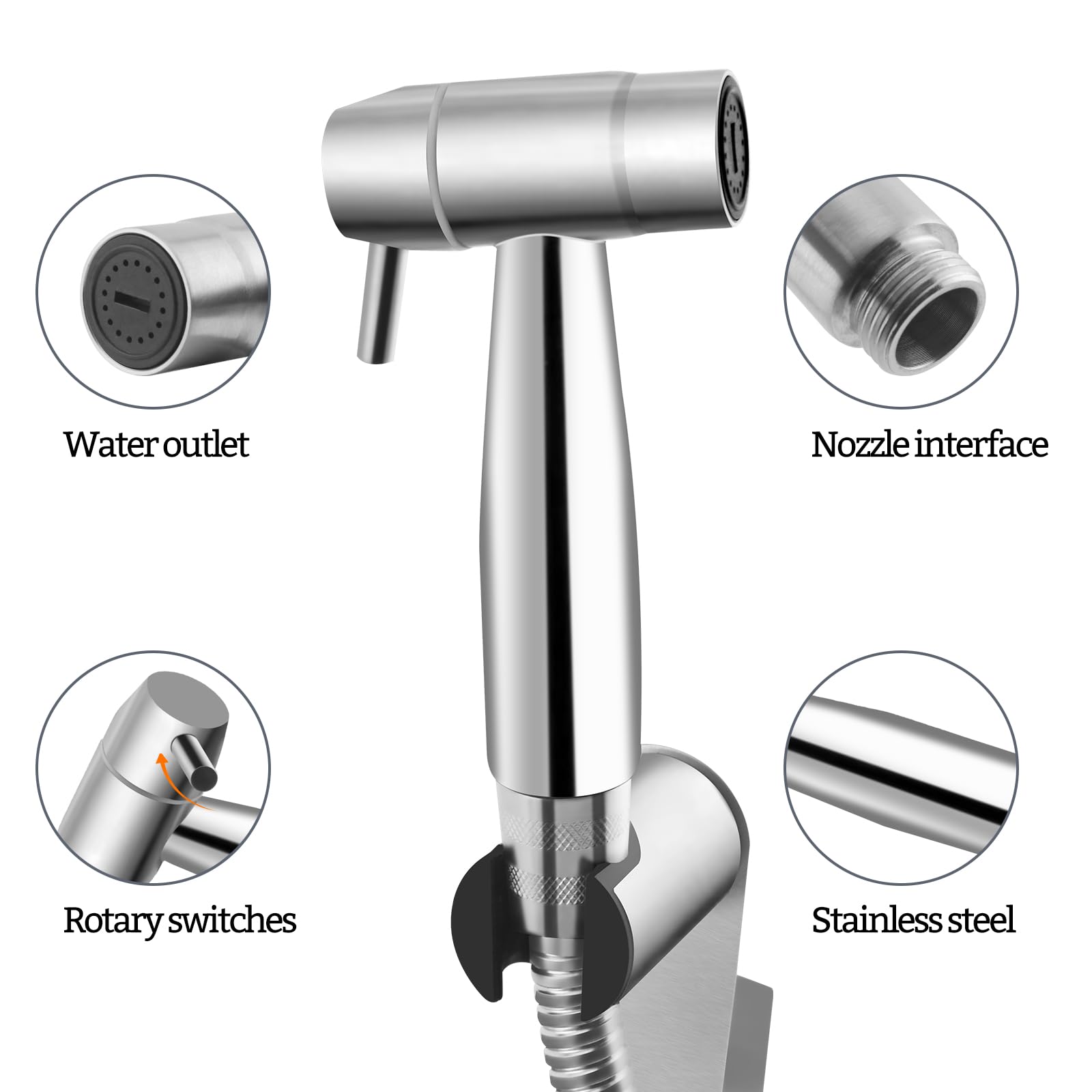 Tragbare Bidet-Dusche aus Edelstahl mit einstellbarer Wasserstrahlstärke – Handbrause Toilette Set zur persönlichen Hygiene