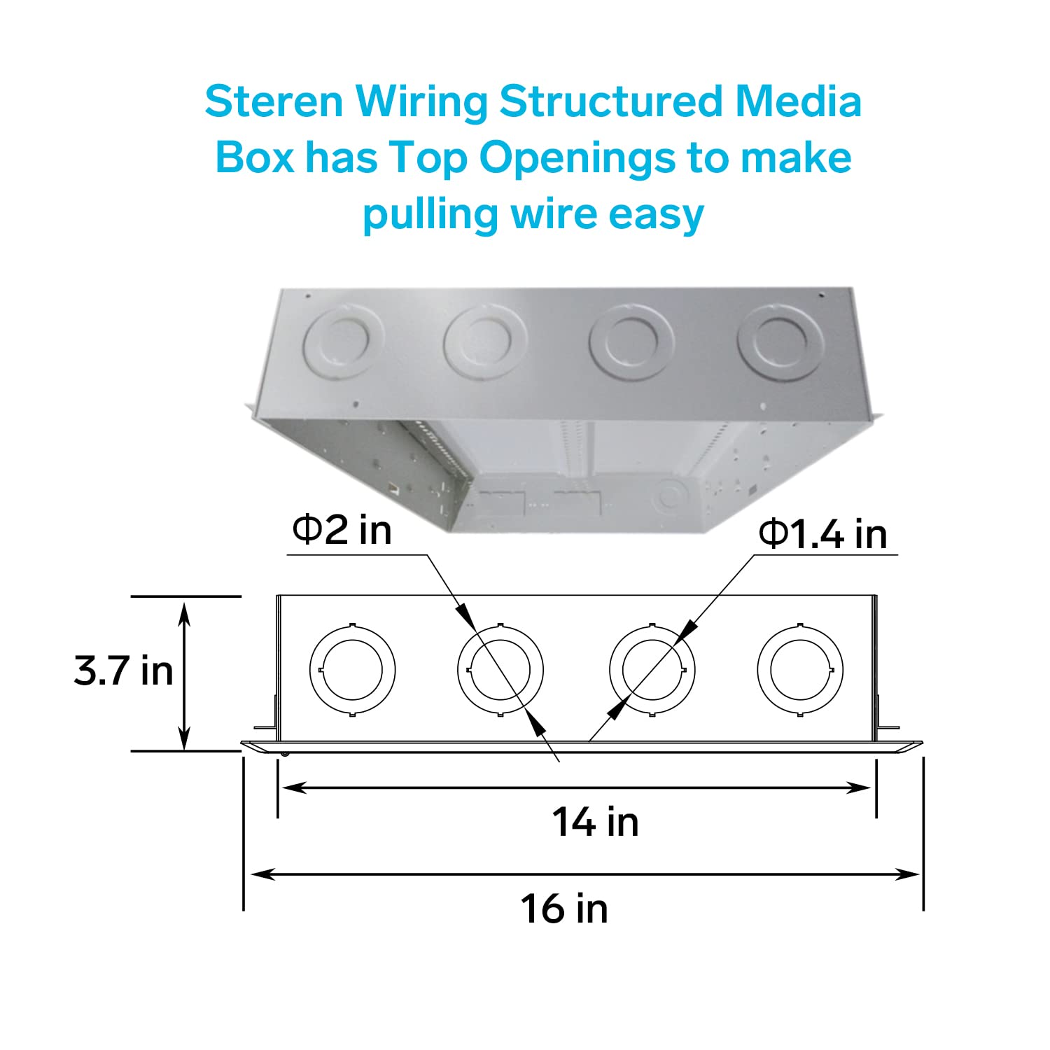 Structured Media Enclosure Accessories - Structured Wiring Cabinet - Structured Wiring Enclosure - Structured Media Cabinet - Structured Media Center - Fasthome Flush Mount Enclosure - STEREN 44"