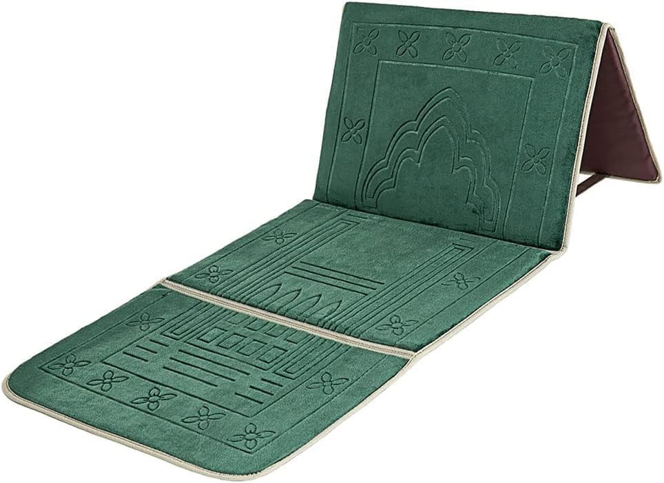 Foldable Prayer Mat/Meditation Mat with Back Rest Sajjada Janamaz, (Mixcolour)