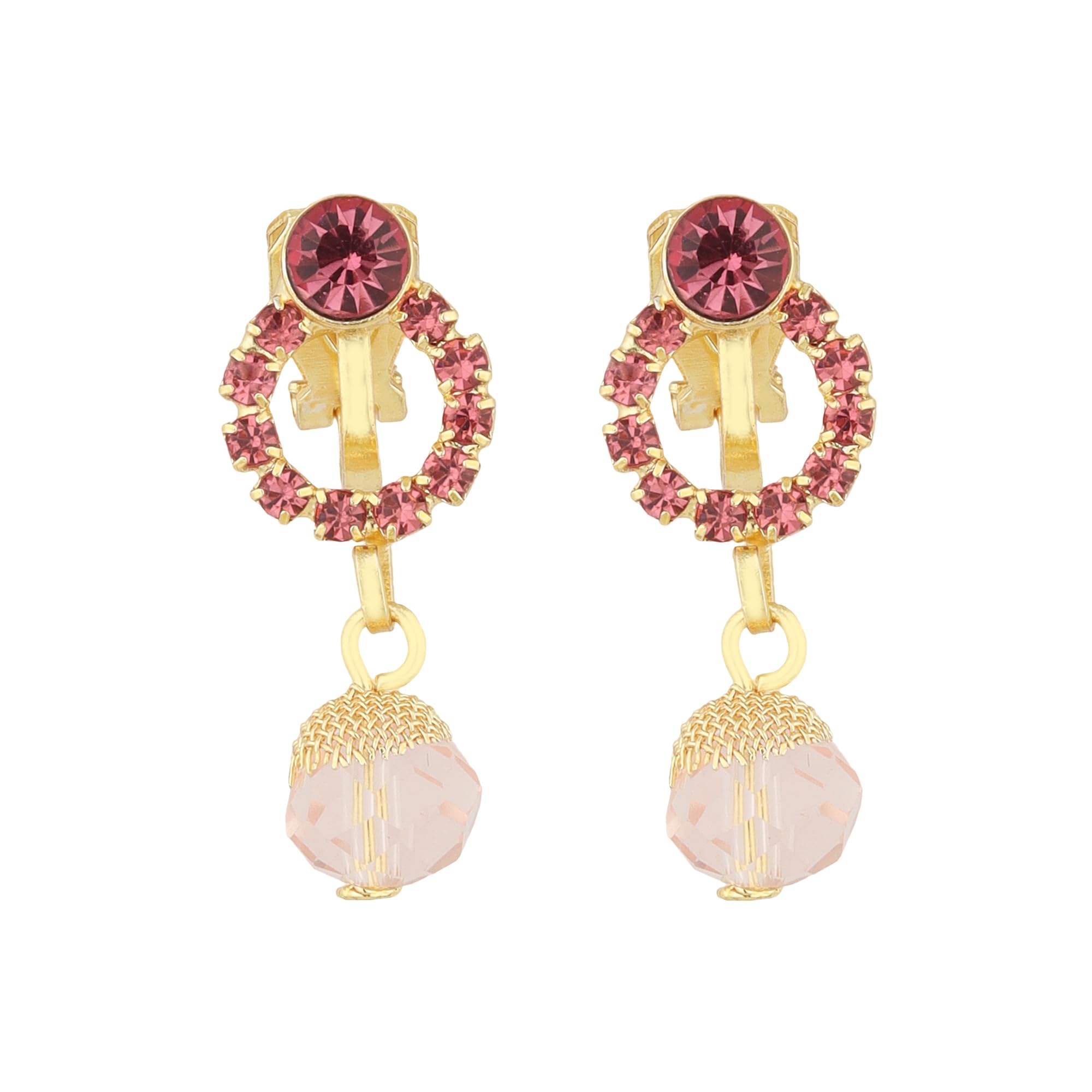 FLINGDOM Clip On Earrings - Gold-Plated Non Piercing Earrings for Women | Handmade Fake Earrings without Piercing for Effortless Beauty | Press Clip-on for Non Pierced ears (A265-272) (Rose) (B0CS6CGF1M) Amazon Price History, Amazon Price Tracker