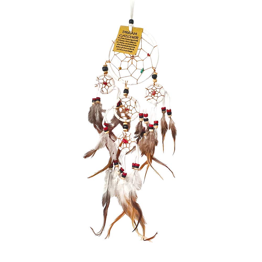 Vie White Naturals Dream Catcher, Beaded, 9Cm 4 Smaller Rings,