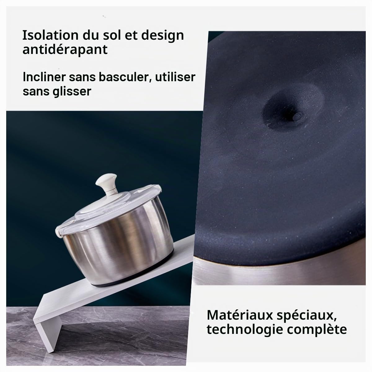 Essoreuse à salade XXL en acier inoxydable de 5 l, avec éplucheur et bouteille compressible – Passe au lave-vaisselle – Essoreuse à salade idéale pour laver et sécher la salade
