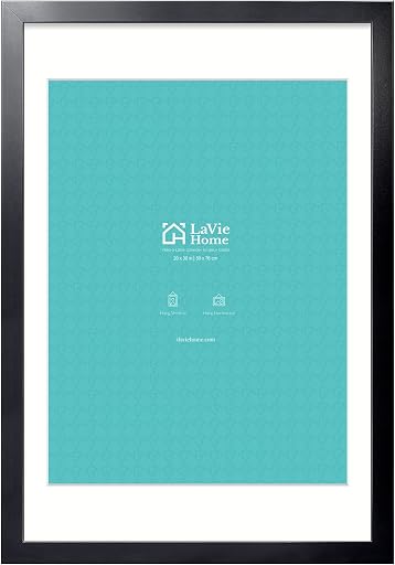 LaVie Home 20x30 Picture Frame Black Poster Frame,Display Pictures 18x24 with Mat or 20x30 Without Mat, Stable and Sturdy Frame and Polished Plexiglass, Horizontal and Vertical Format of The Walls