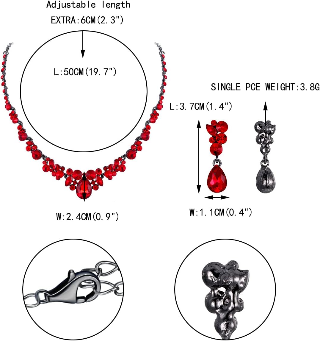 EVER FAITH Rhinestone Crystal Elegant Bridal Floral Teardrop Necklace Earrings Set - Image 4