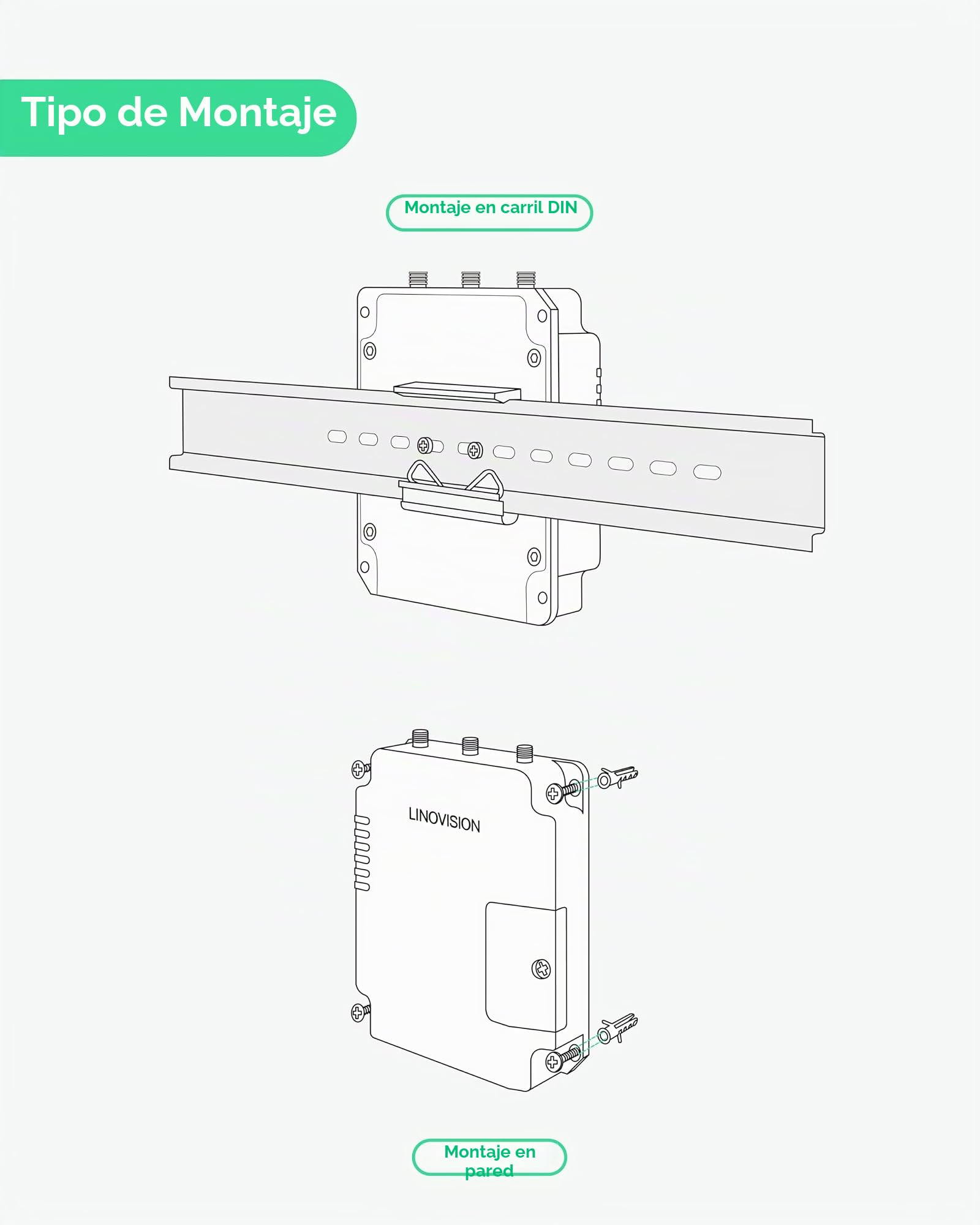 LINOVISION Industrial 4G LTE Cat4 Router Celular con Wi-Fi, Señal Mejorada para Sitios Remotos, Doble Ranura SIM, DTU Gateway para Dispositivos RS485, Sensores IoT, M2M, Vehículos