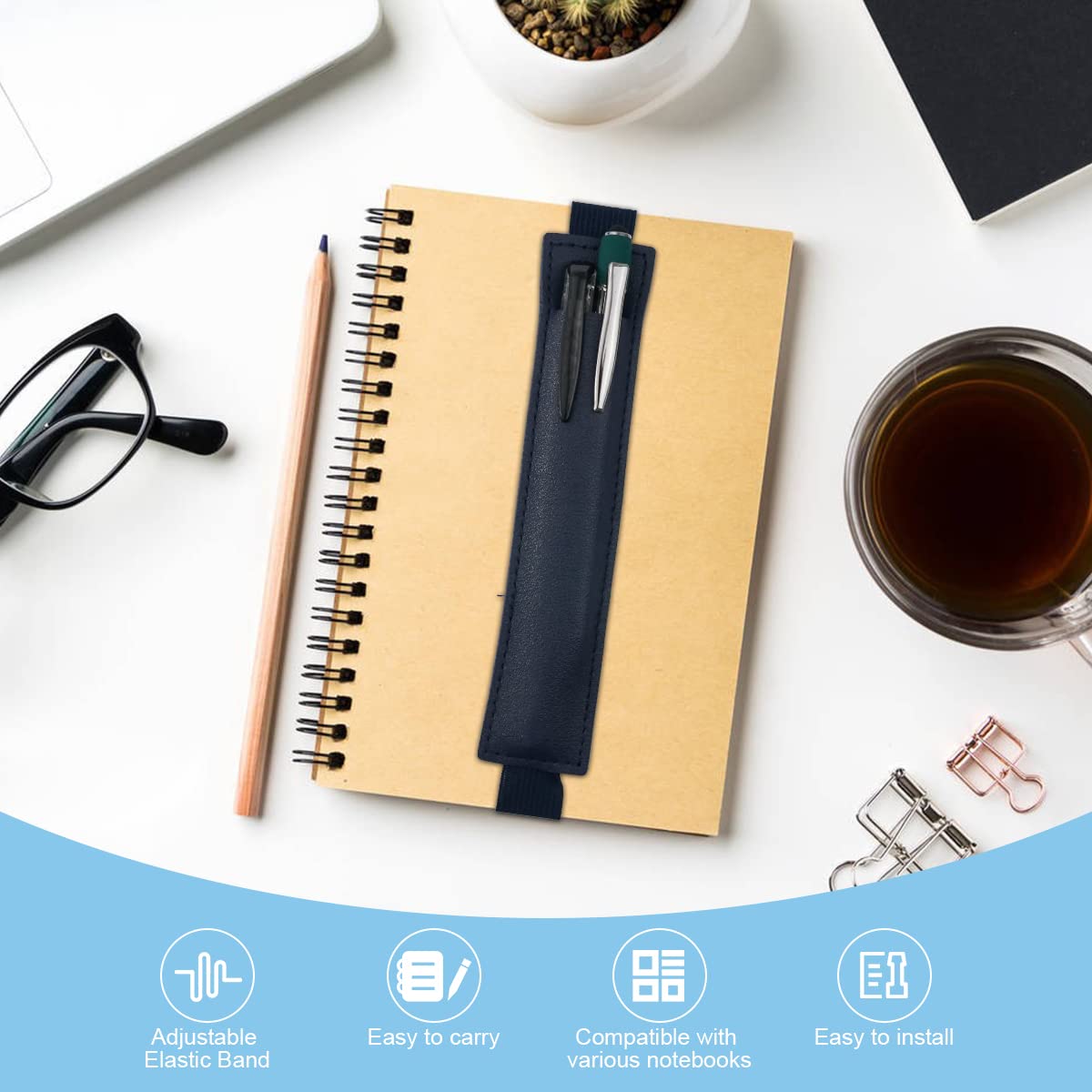 Etui Stylo Lot De 4 Porte-stylos Modixun - Avec Bande élastique étui Stylo
