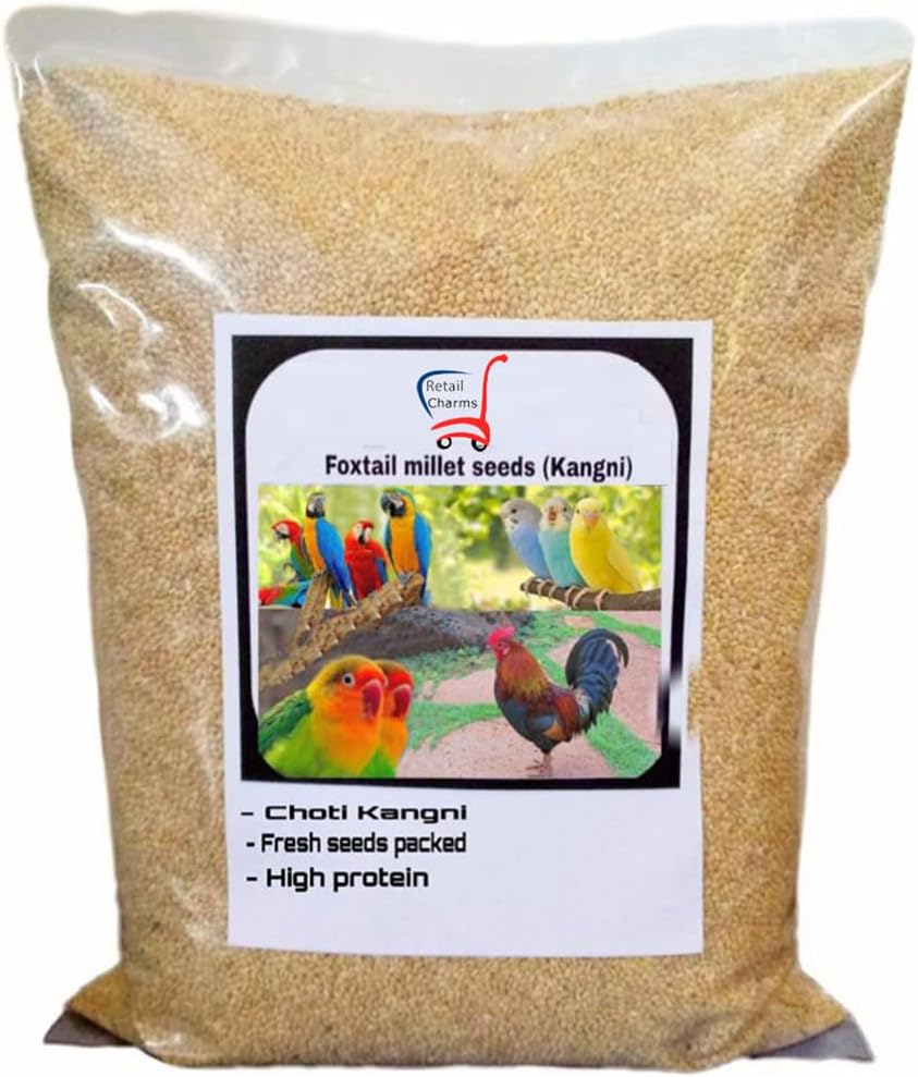 Foxtail Millet (Kangni), Bird Food for All Life Stages Canary, Finches, Waxbills, Budgies, Lovebirds, Cockatiels, Parrots & Parakeets, 1kg