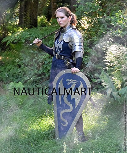NauticalMart Knight of The Silver Dragon Shield Warrior Pauldrons with Gorget