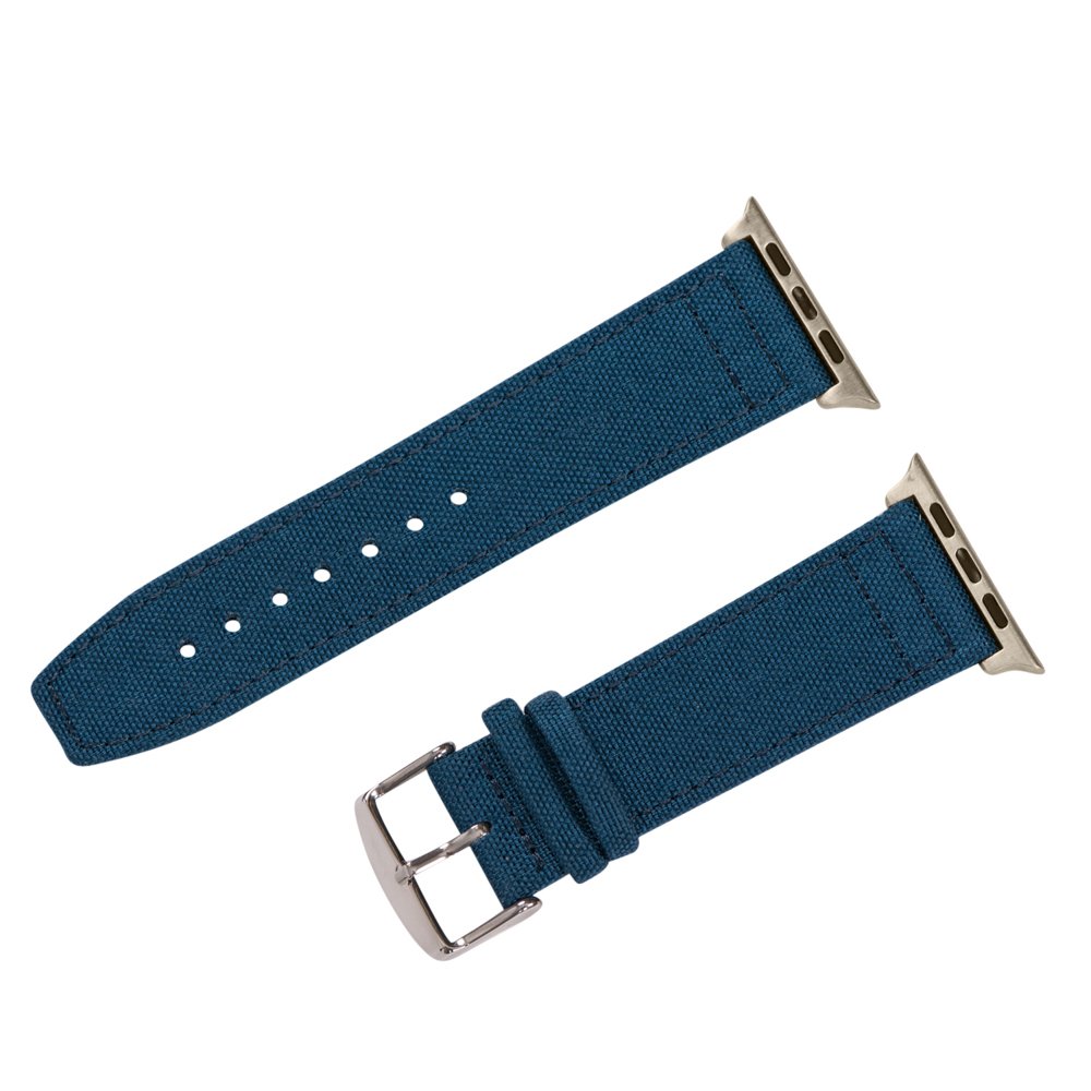 Clockwork Synergy - Cordura Canvas Leather Band Compatible for 42mm Apple Watch Series (Ocean Blue)