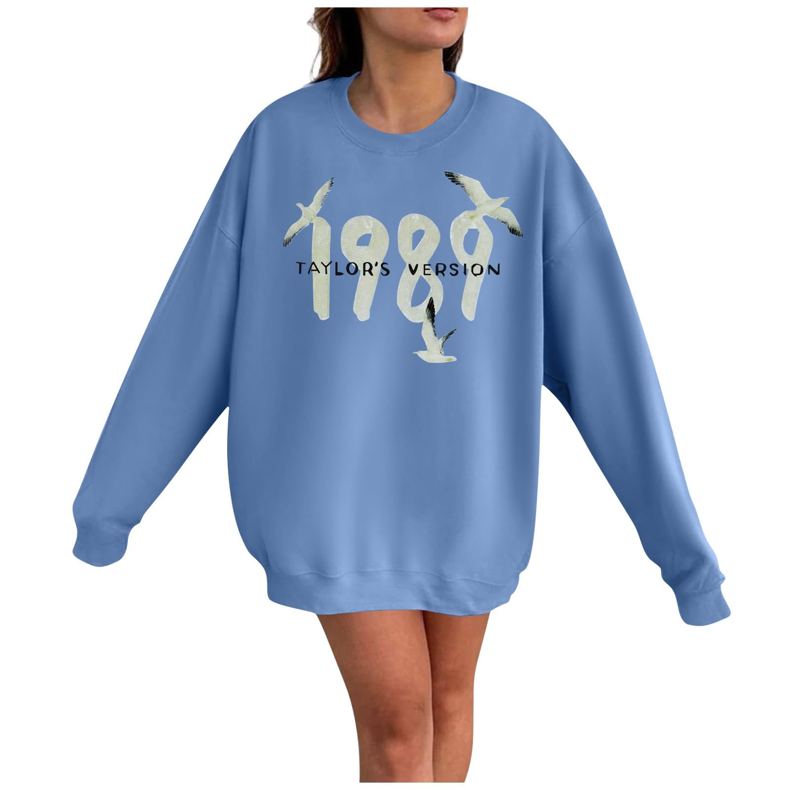 GenericPlus Size T Shirts for Women - Oversized Crewneck 1989 Sweatshirt Long Sleeve Concert Outfit Hoodies Pullover