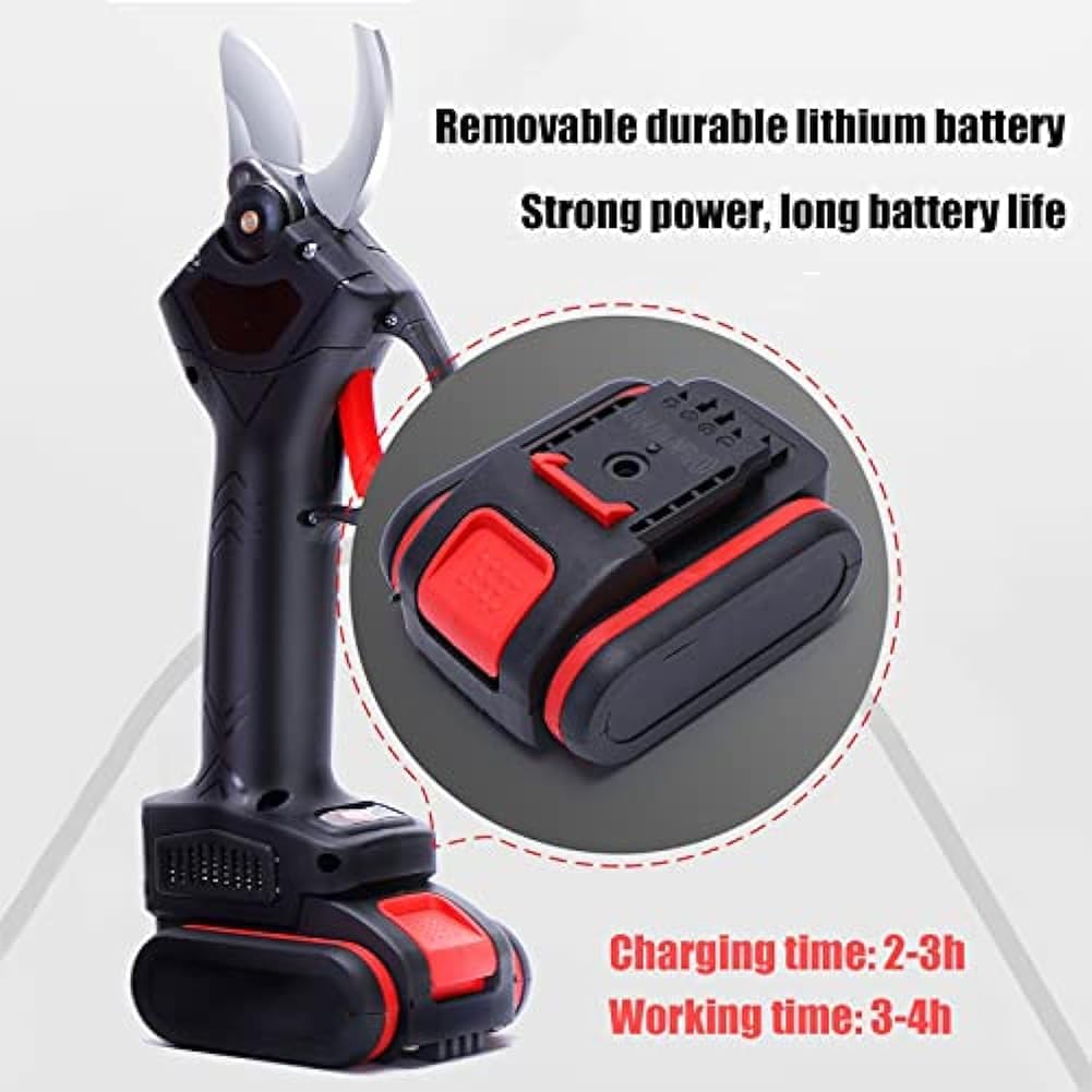 Tijeras de Podar Eléctricas con 2 Baterías de Gran Capacidad, Tijeras de Podar con Batería Inalámbrica de 48 V para Podar Árboles Sin Esfuerzo, Corta Ramas de hasta 50 mm de Diámetro