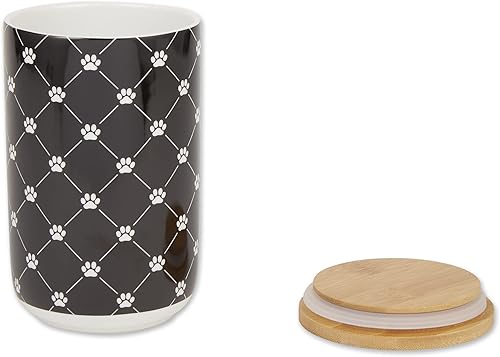 Miniatura 2 de Bone Dry Trellis Paw Print - Recipiente para golosinas para mascotas con tapa de bambú, tarro de golosinas para perros y gatos para almacenamiento