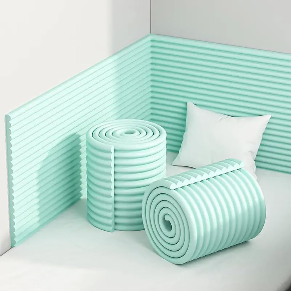 Padded Wall Panels for Children's Rooms - 200cm, Self-Adhesive Wall Cushions, 1.2cm Thick Anti-Collision Wall Covering for Beds, For Living Room Bedrooms and Playrooms,Green