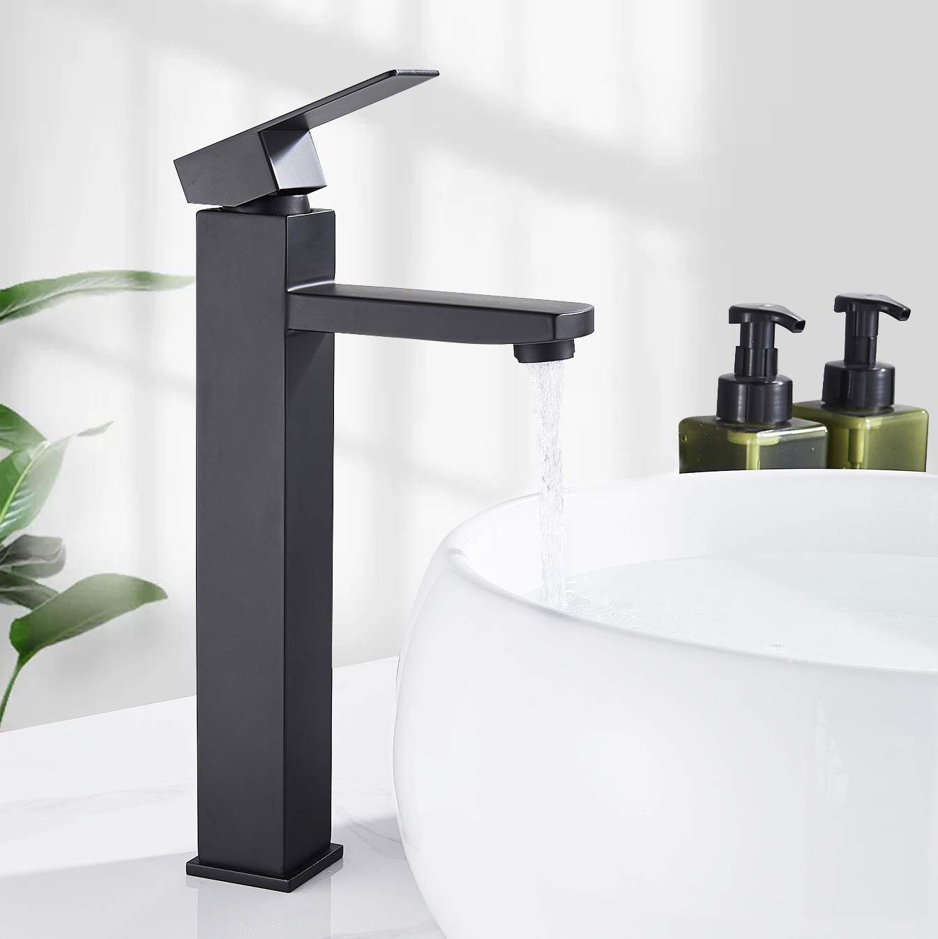 Buy HUAHOMDY Black Bathroom Basin Mixer Sink Taps Tall Counter Top