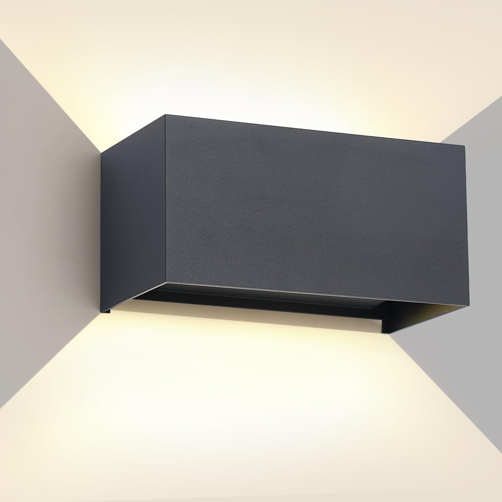 FUPE 2 Piezas Lámparas de Pared Exterior/Interior LED Aplique Pared 12W 1200LM ip65 impermeables up and down lámparas de pared de aluminio modernas que brillan arriba y abajo(Negro 3000k luz cálida) — view 33