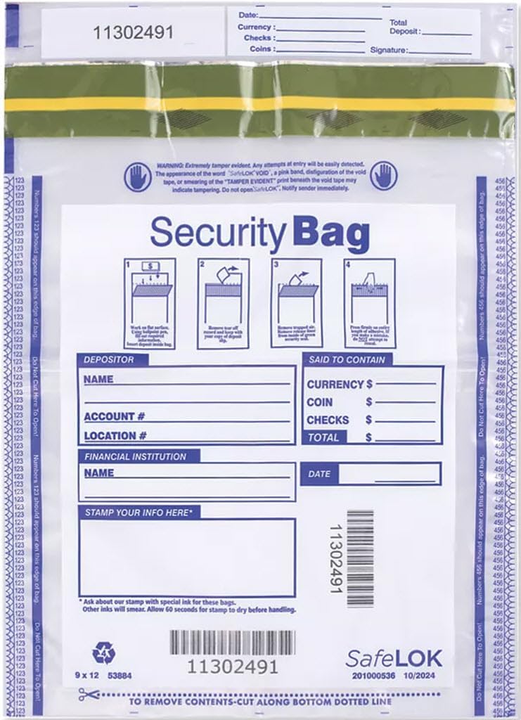 Single Pocket Deposit Bag Clear 15 x 20