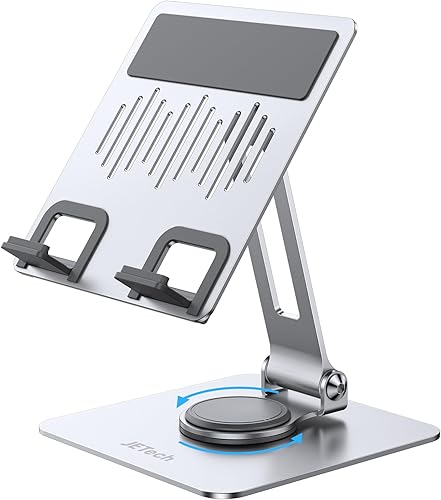 Vista 7 de JETech Soporte para tablet, soporte giratorio ajustable de escritorio con base giratoria de 360 grados, soporte plegable para iPad/iPad