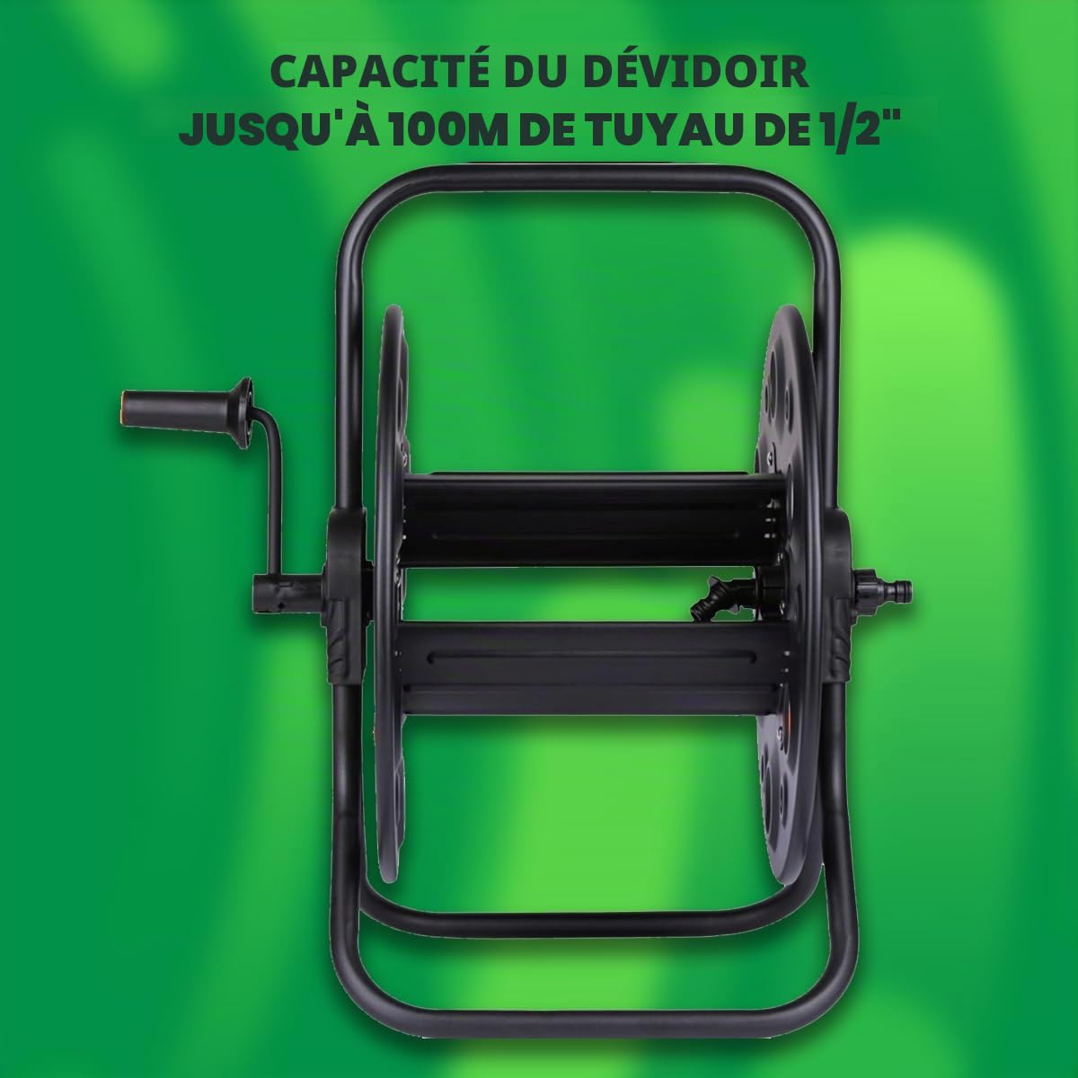 Enrouleur Tuyau Arrosage - Enrouleur pour Tuyau d'eau 1/2 Pouce, Jusqu'à 100 m - Facile à Transporter, avec Large Base Stable - Enrouleurs de Tuyaux d'Arrosage pour Le Jardin
