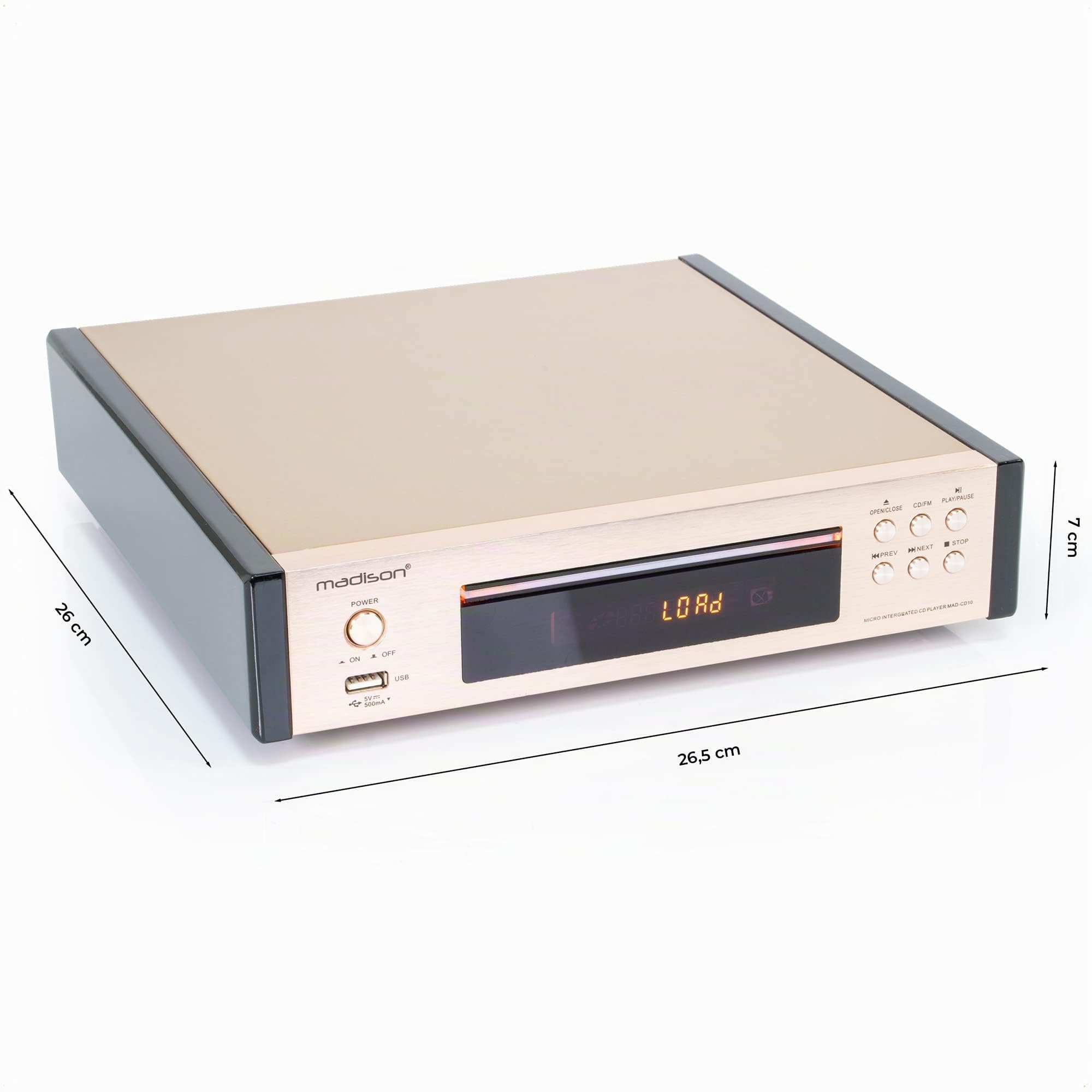 Madison MAD-CD10 - MADISON - Reproductor de CD y sintonizador de FM con USB y mando a distancia - Oro rosa cepillado