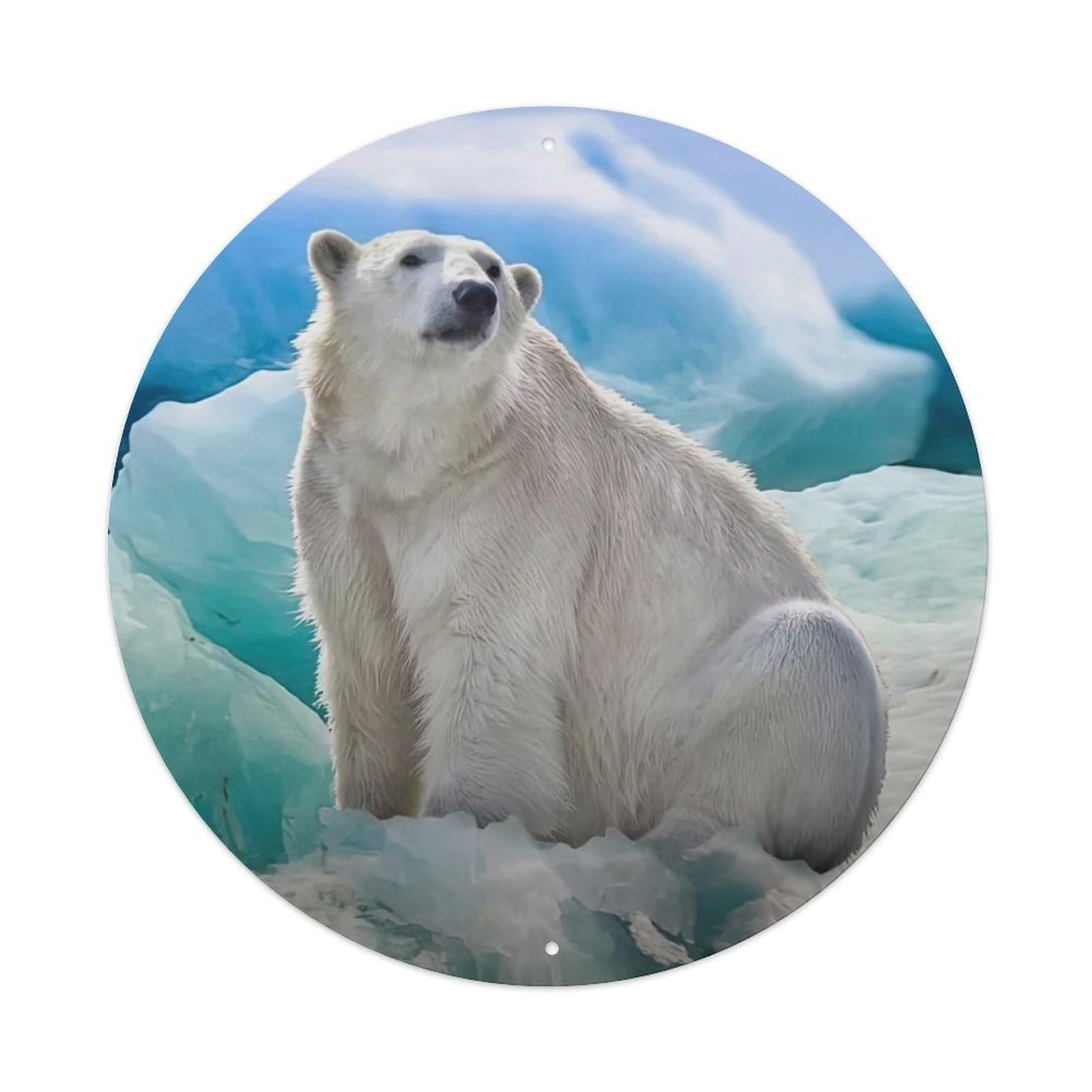 Polar Bear on Ice Arctic Animals Vintage Metal Tin Sign Plaque Wall Decor for Cafe, Club Bar, Office, Garden Metal Poster 8x8Inch