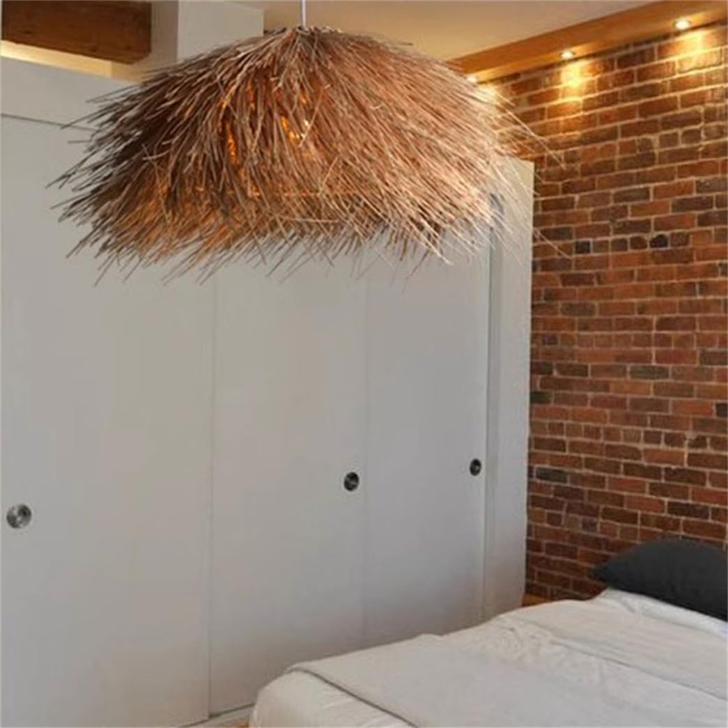 Lampada A Sospensione Creativa A Forma Di Nido D'uccello In Vimini E Erba, Lampada Da Appendere Sopra Il Tavolo Lampadario Costiero, Illuminazione Rustica A Sospensione Per Isola Cucina