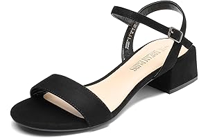 Women's Classic Low Heel Open Toe Ankle Strap Chunky Heel Sandals