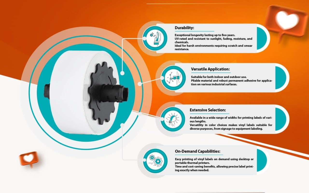 VNMWT-3508 White Premium Vinyl Tape, 150' L 2