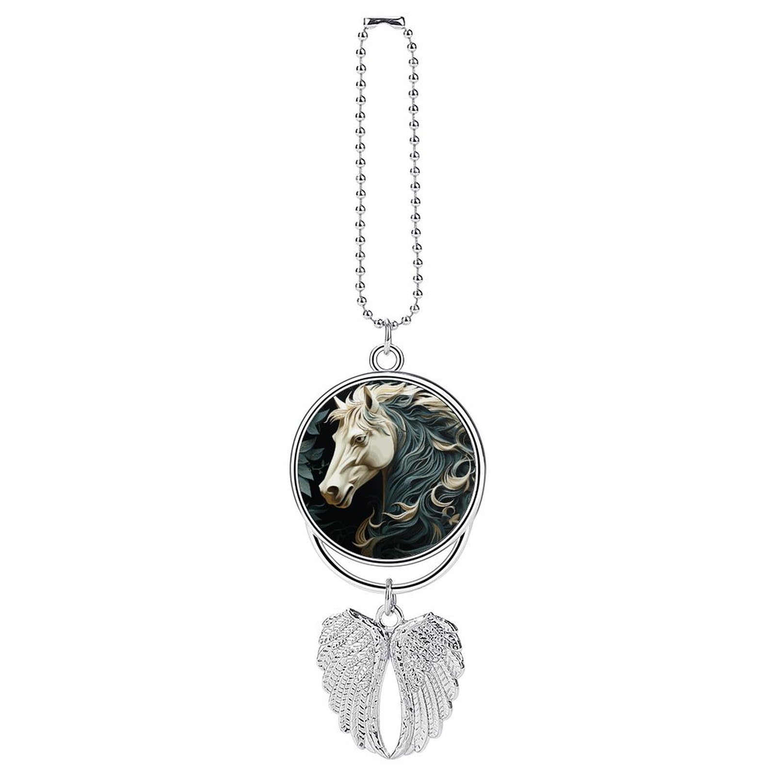 Horse Pattern Car Charm Alloy Car Rear View Mirrors Hanging Ornaments Stylish Car Pendant Funny Auto Hanging Accessories Car Hanging Ornaments Gift for Women Men