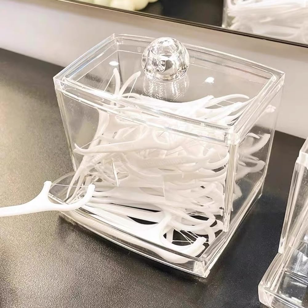 AUNMAS Bastoncillo De Algodón, Caja Transparente With Acceso Inferior Fácil Y Diseño Apilable For Almacenamiento De Cosméticos En Baño O Dormitorio Material Ps Transparente Tamaño 8.8 X 7