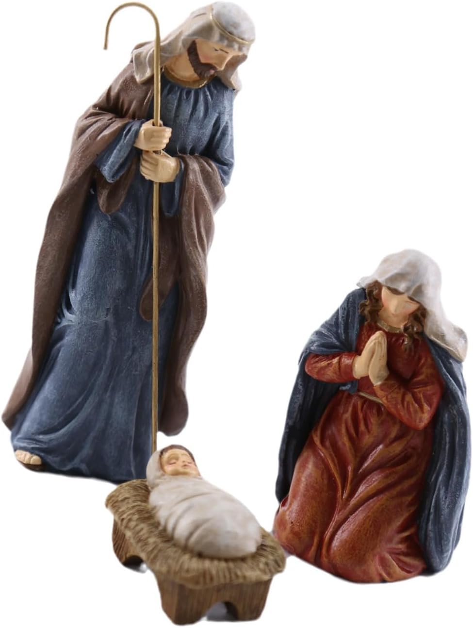 Resins Nativity Scene 3 Piece Figures Set Religious Holy Family Sculptures Ornaments Christmas Tabletop Decorative Art Holy Family Tabletop Sculptures