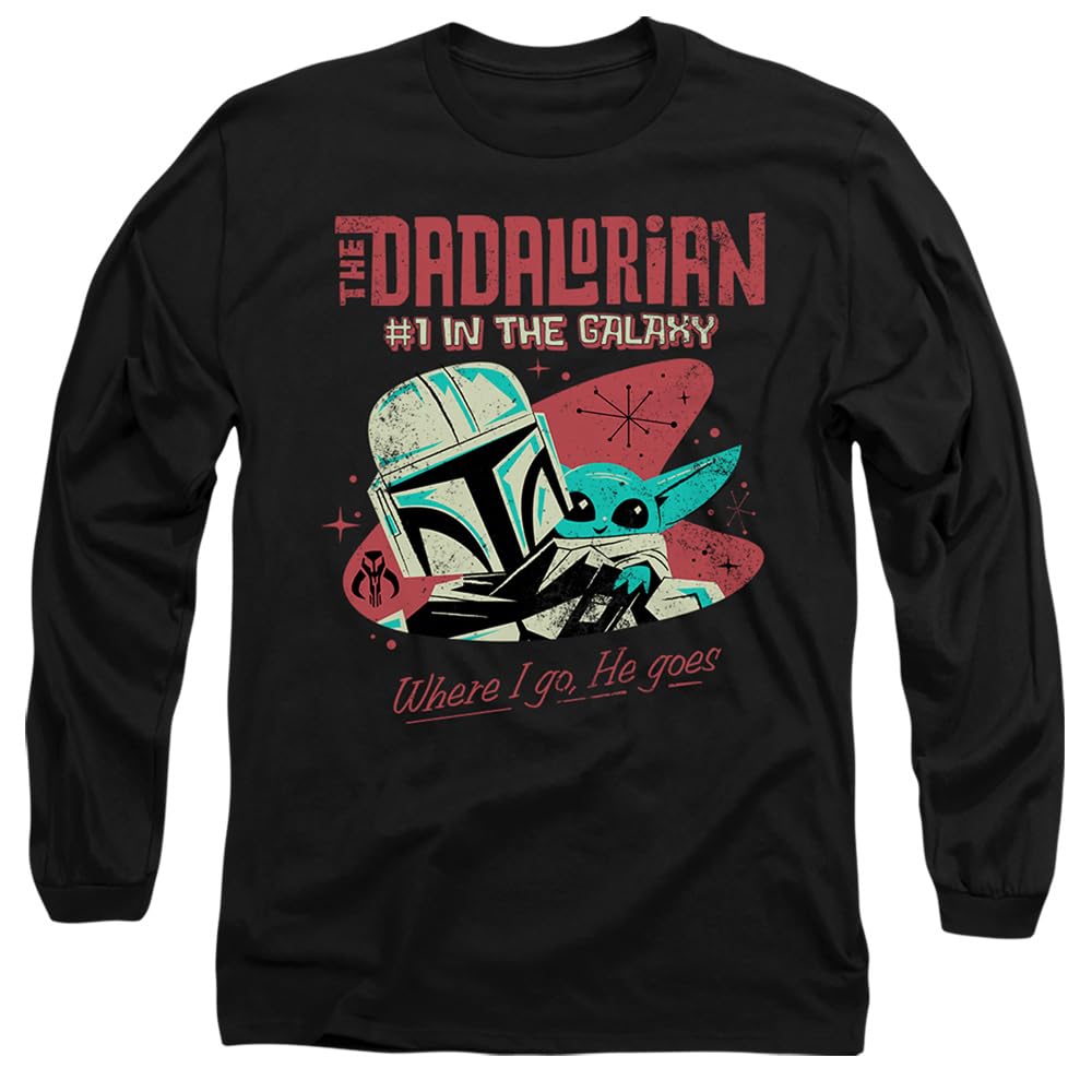 Star Wars Men's #1 Dad Retro Dadalorian Where I Go Long - Black - XXL