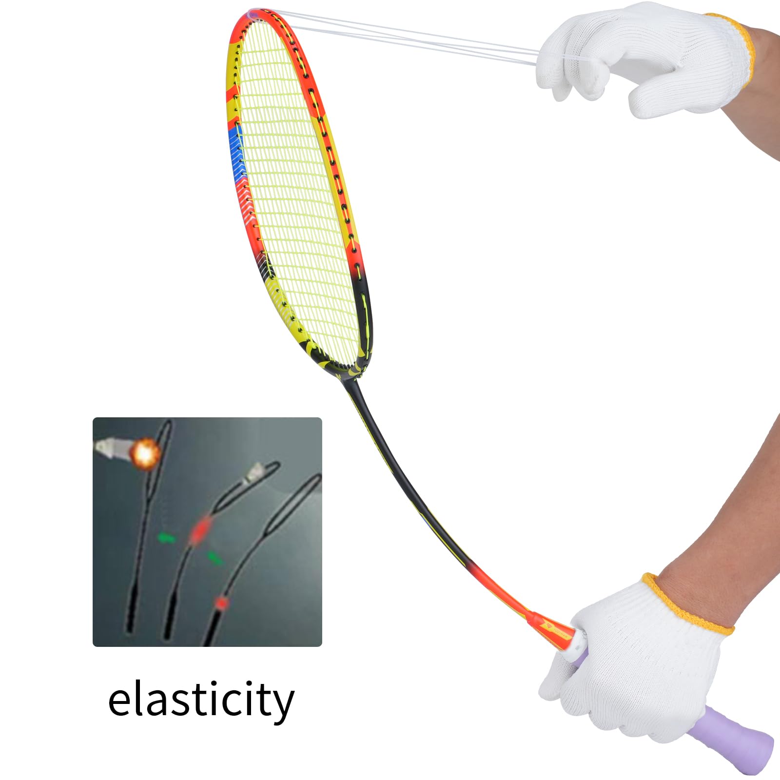 Set di 4 racchette da badminton in grafite ultra leggere, con 2 tasche per il trasporto, 70-74 g, manico e telaio precaricato, ideali per famiglia, allenamento e attività all'aperto