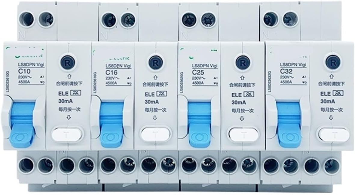 Leakage Protection Circuit Breaker LS8 1P+N DPN Double in and Double Out 16A20A25A32A40A Switch (Color : LS8DPN Vigi C25A 30mA)
