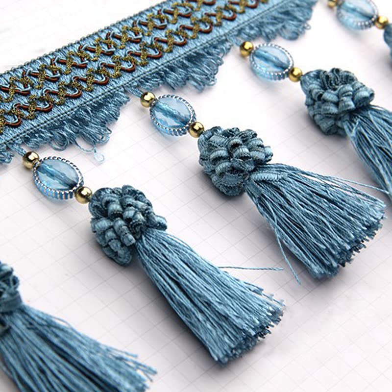 Franges de Rideau, 3 mètres de Perles, Garniture de Boule, Tresse, Franges, Couture, décoration de Table, canapé, Maison (Couleur: 7) (Couleur: 2) (Couleur: 4)(4)