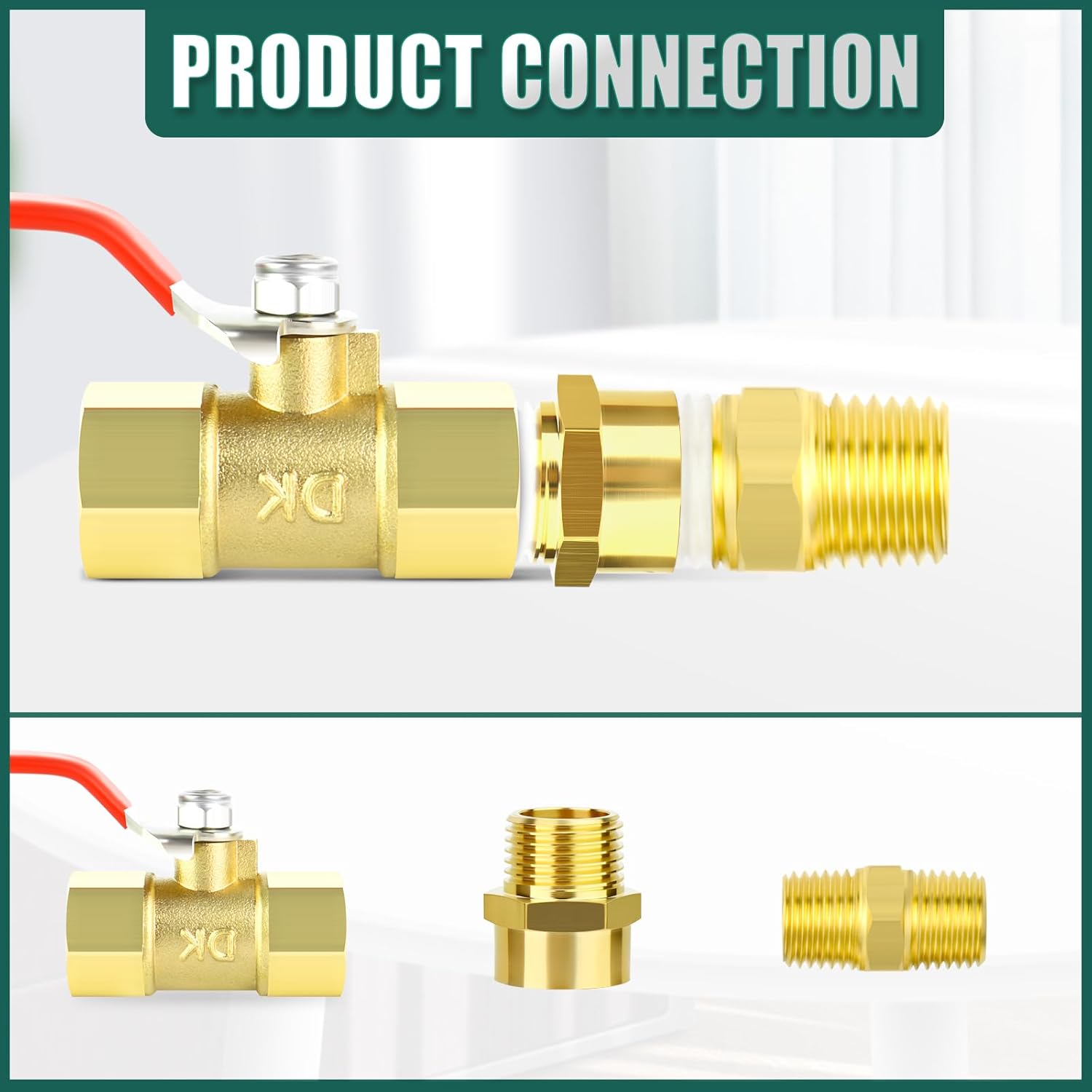 2PCS Brass Pipe Fitting Adapter, 1" NPT Male x 1" G Thread (BSP) Female, for fuel/air/liquid/oil/gas