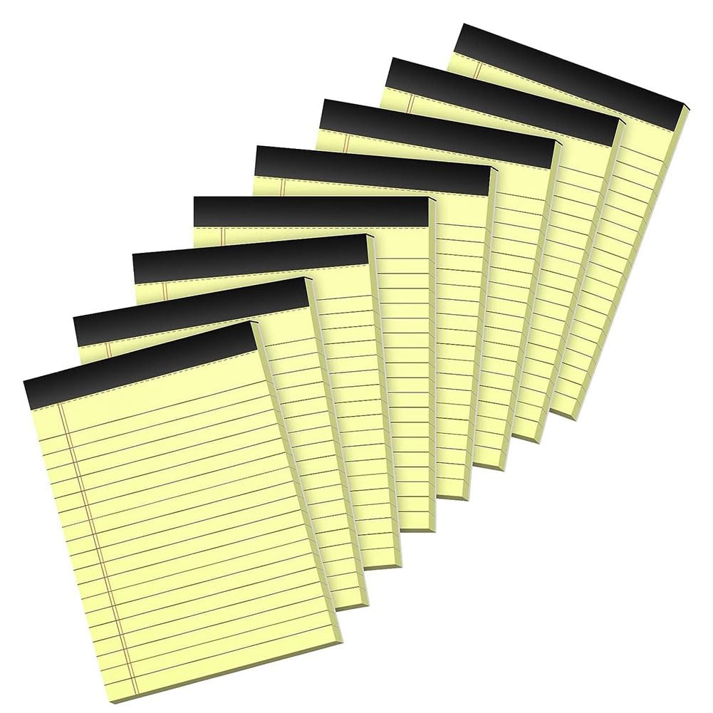 Lahdrhab 8 blocchetti per quaderni, 21 x 28 cm, blocchi per appunti, a righe larghe, blocchi di carta gialla per scuola, ufficio