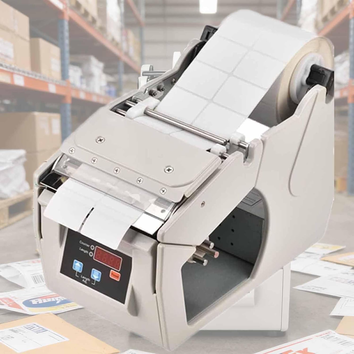High-Speed ​​Adjustable Label Dispenser Device, Automatic Sticker Separating Machine with 100/130/180mm Optional Width and 0-9999 Counting, Precise Peeling & Automatic Feeding, for Labels