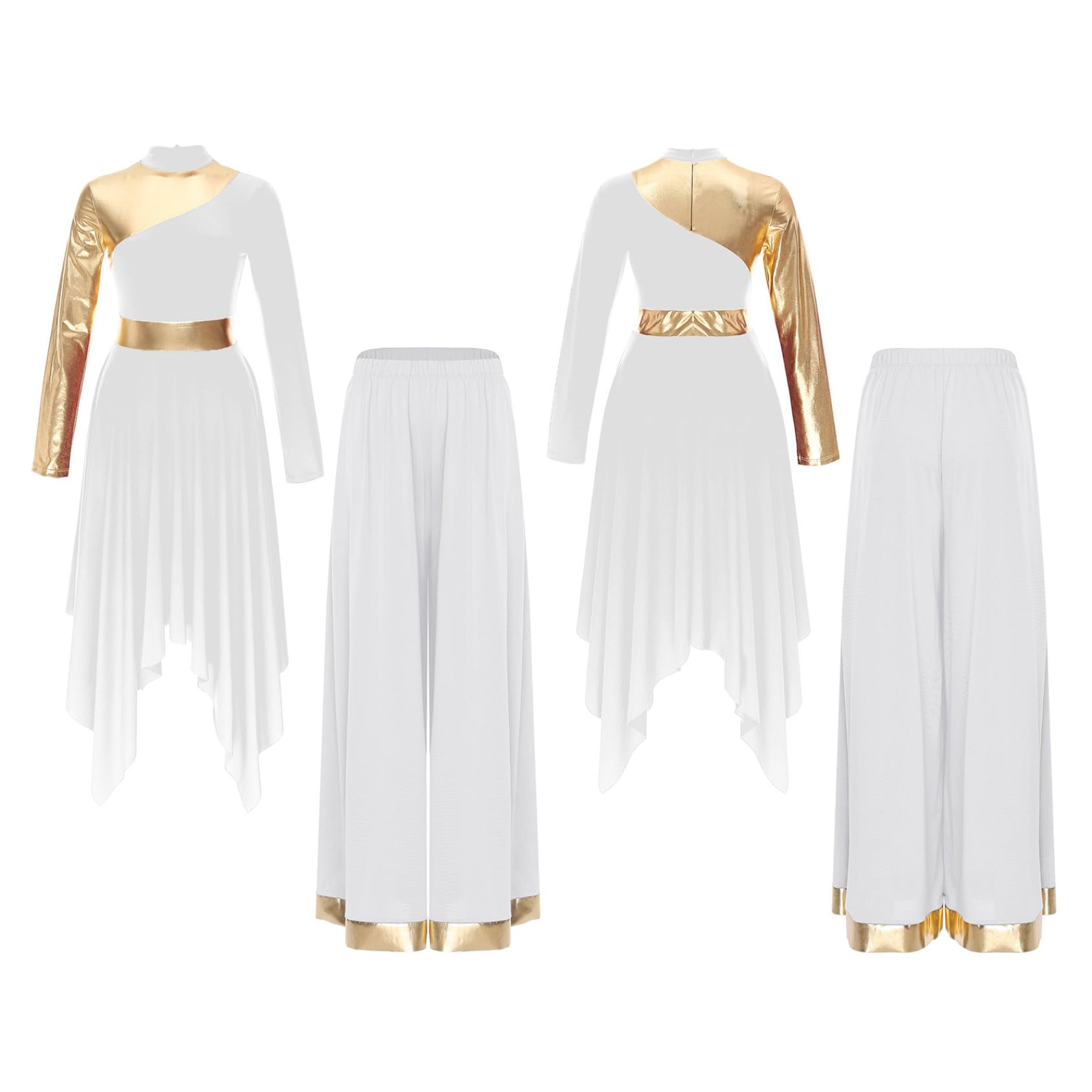 Robe danse moderne patchwork metallique avec manches longues - 6