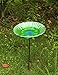 MUMTOP 26 Inch Height Glass Birdbath Birdfeeder with Metal Stake Garden Outdoor Green