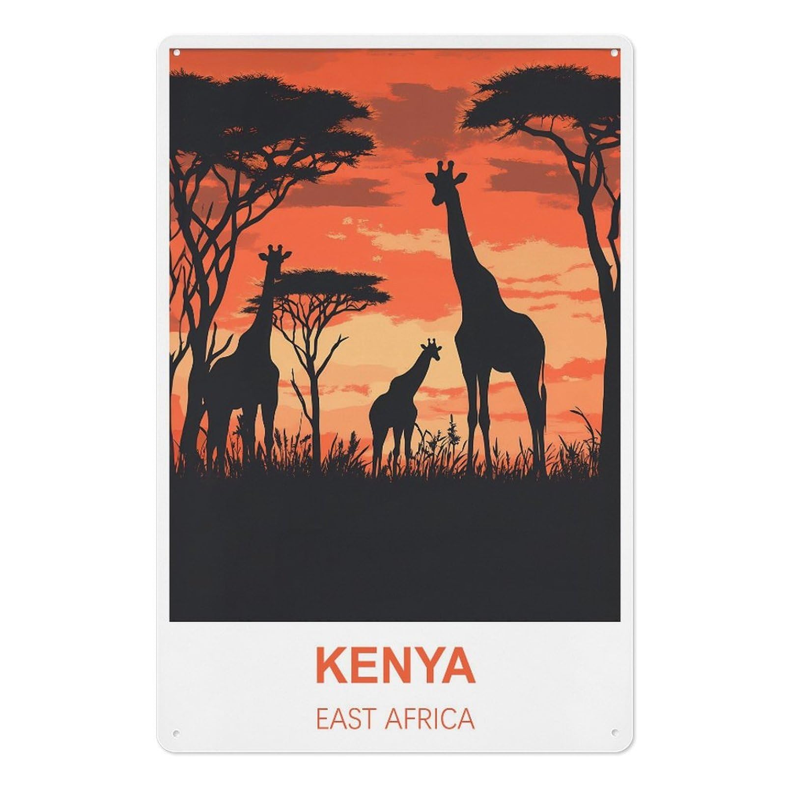 Kenya East Africa Retro Design Tin Paintings Vintage Tin Sign 08x12inch(20x30cm) Wall Art for Home Office Bedroom Living Room Cafes Wall Decor