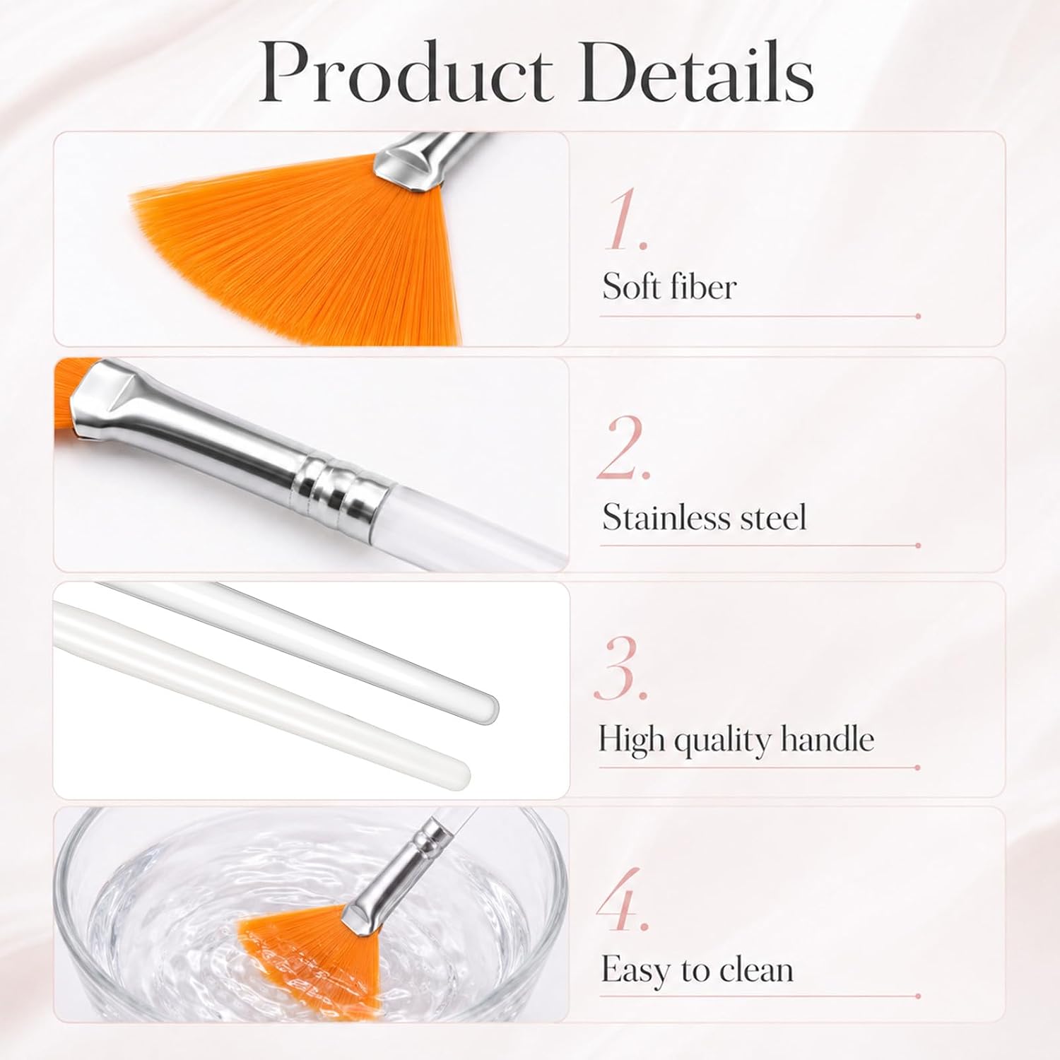 80 Pcs Fan Brushes, Ultra Soft Facial Applicator Brush for Women, Acid Applicator Brush, Esthetician Cosmetic Brush for Mud Cream Makeup Peel